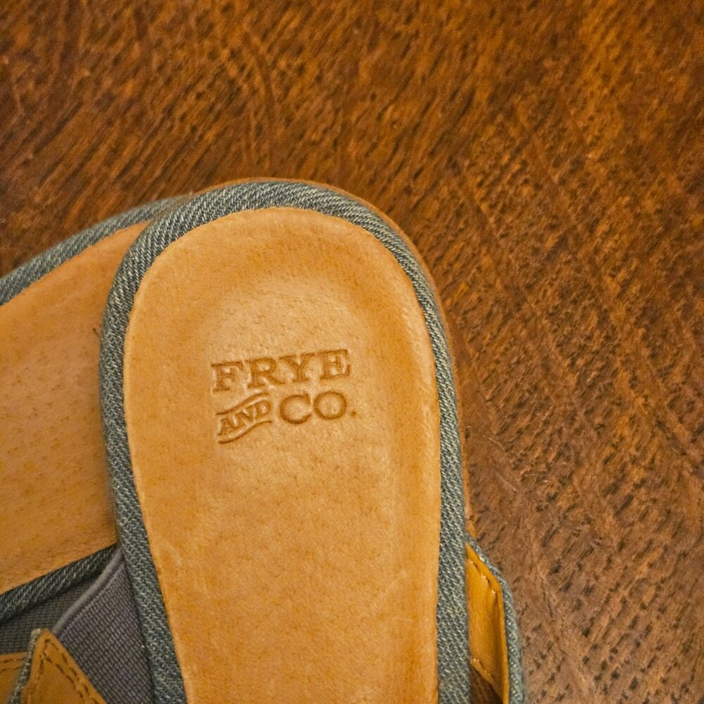 Frye and Co Fenn Washed Denim Mule Point Toe Slides Size 7.5" - Picture 3 of 5